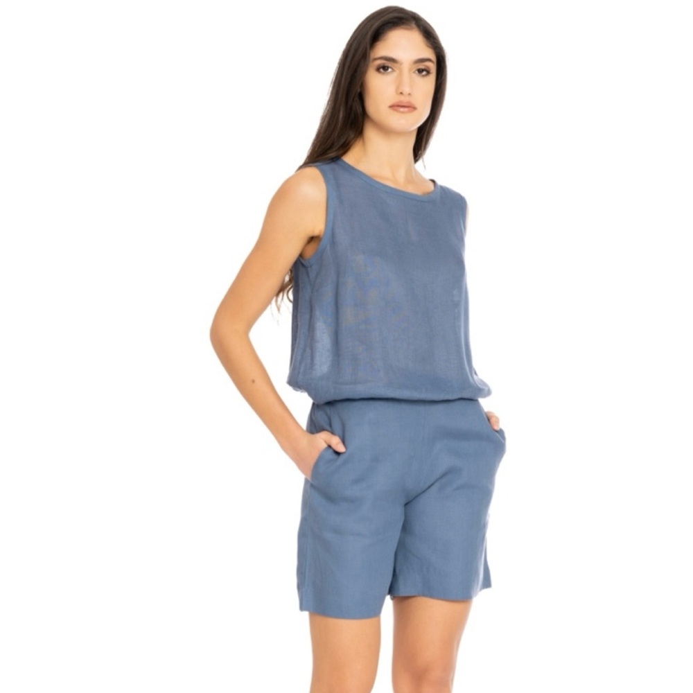 Autori Capresi Short Handmade Linen Jumpsuit